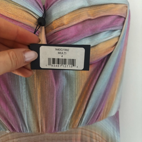 Marchesa Notte Striped Metallic Evening Gown - Size 4 - NWT - Picture 7 of 8